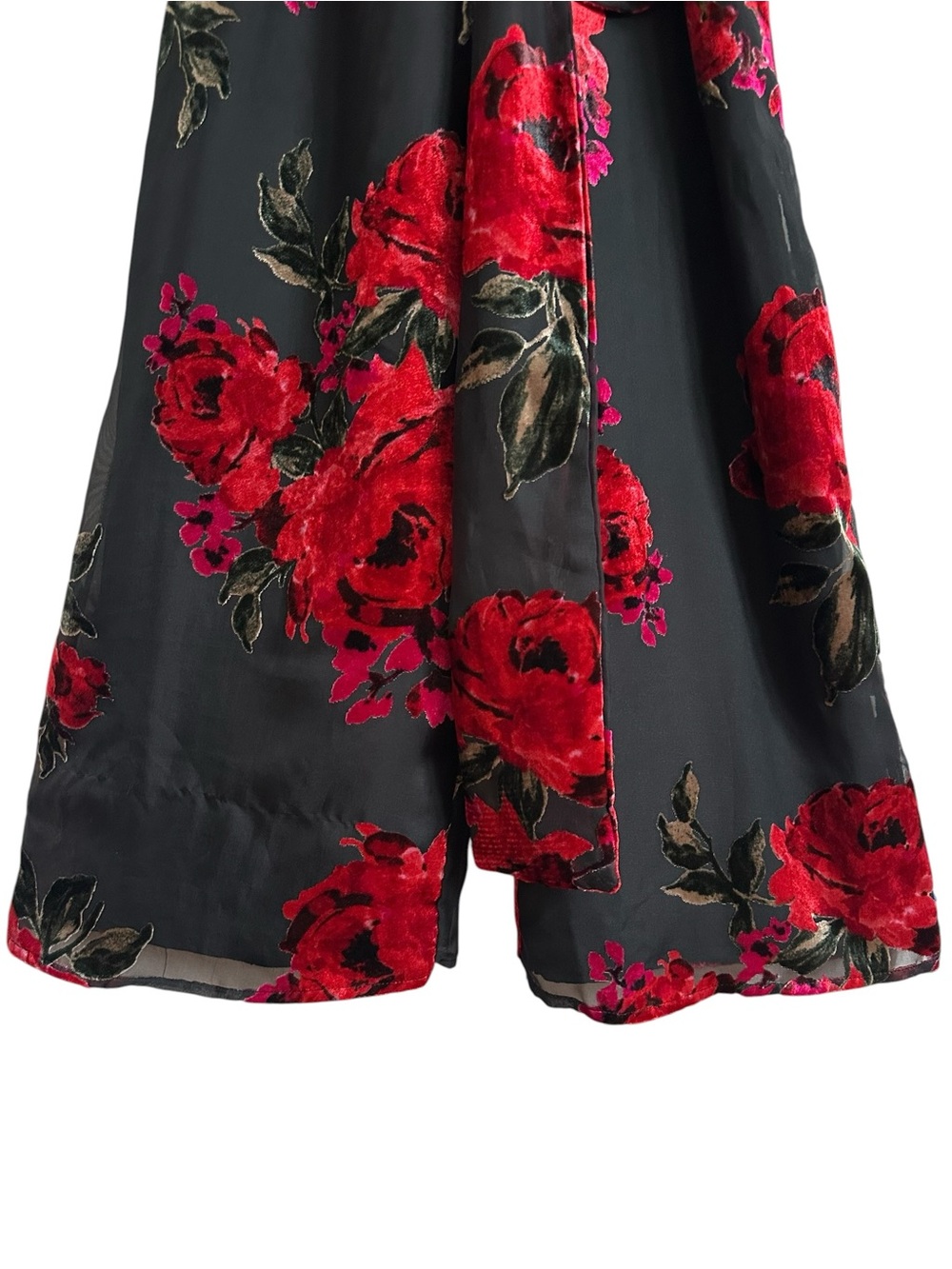Anthropologie Etti TWA Black Burnout Velvet Floral Cropped Wide Leg Jumpsuit XS - Picture 8 of 16